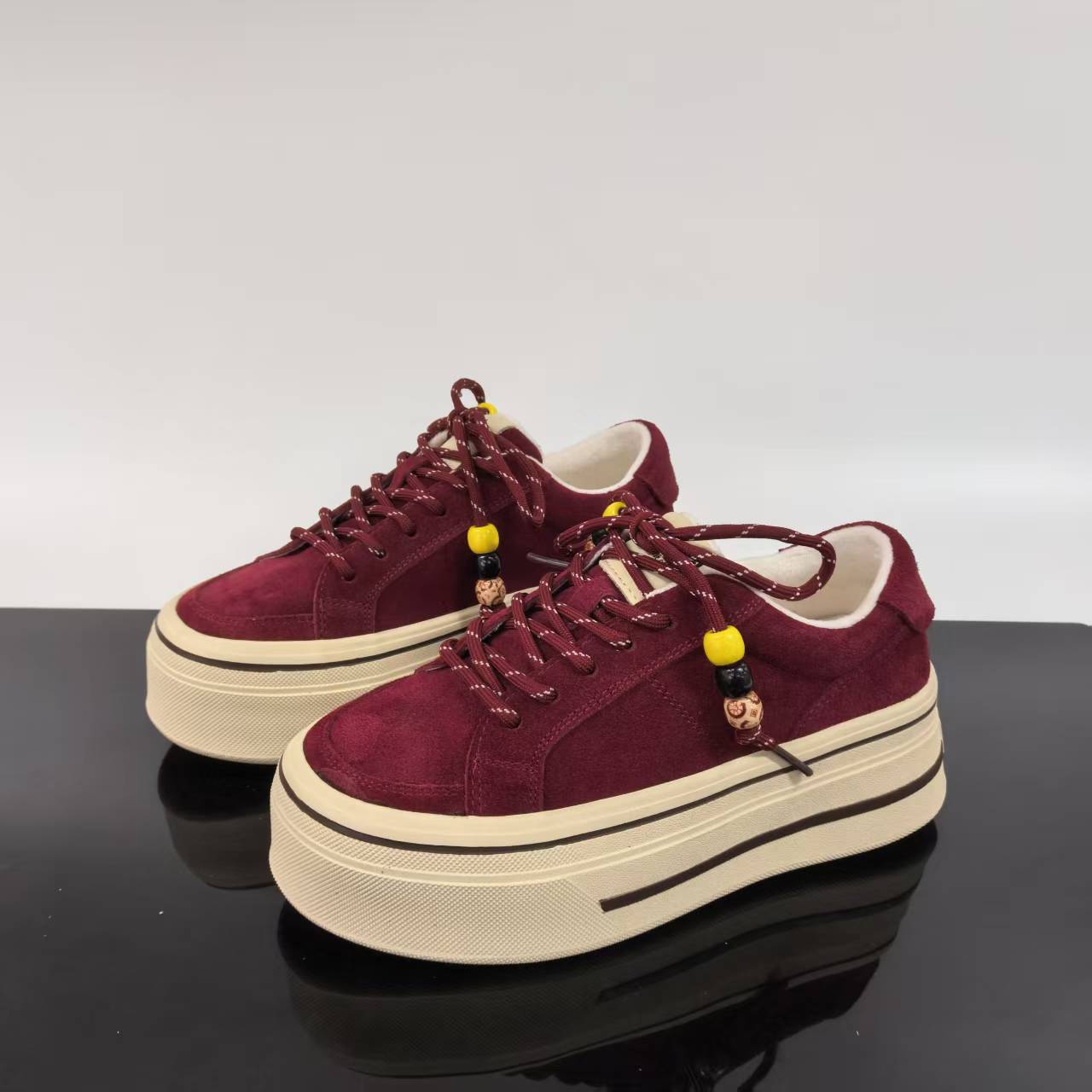 秋冬新款厚底板鞋加绒小白鞋休闲百搭板鞋女鞋 1009