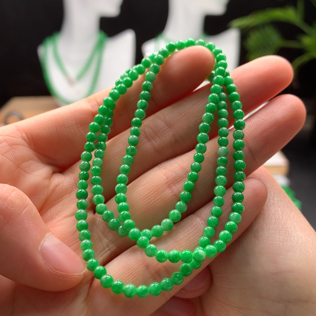 翡翠颈饰未镶嵌天然缅甸A货翡翠