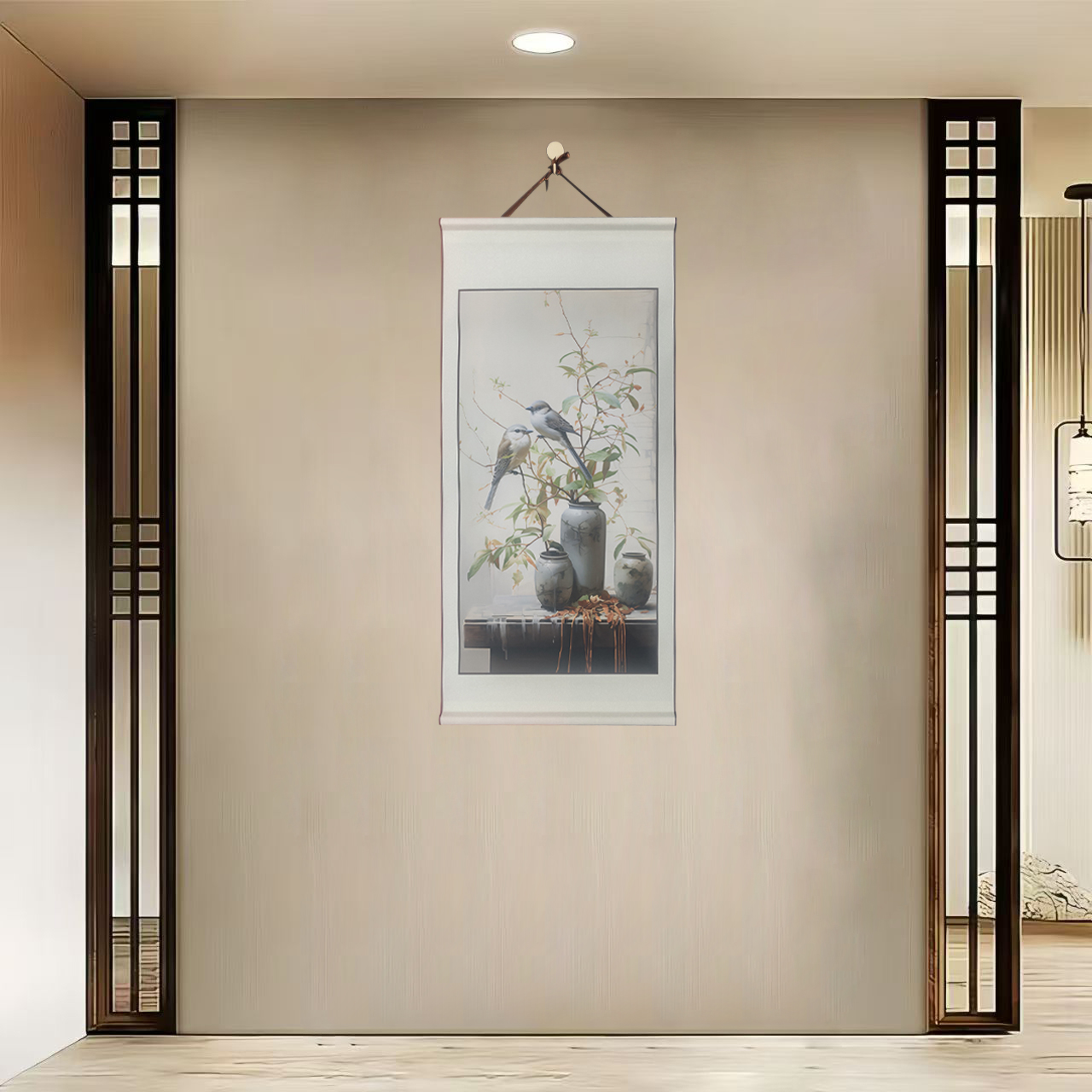 {40-29花鸟}净尺寸40x85cm现代简约挂轴装饰画