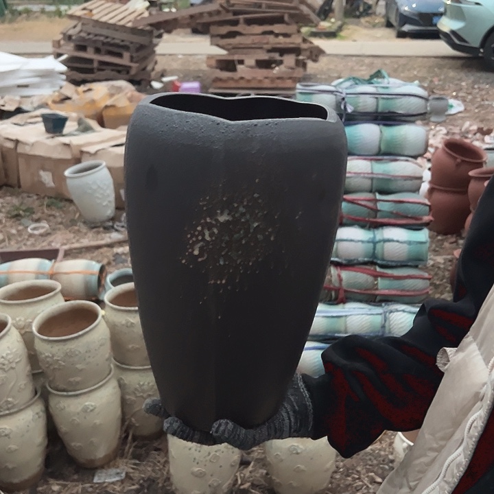 紫砂花盆高度30口20       