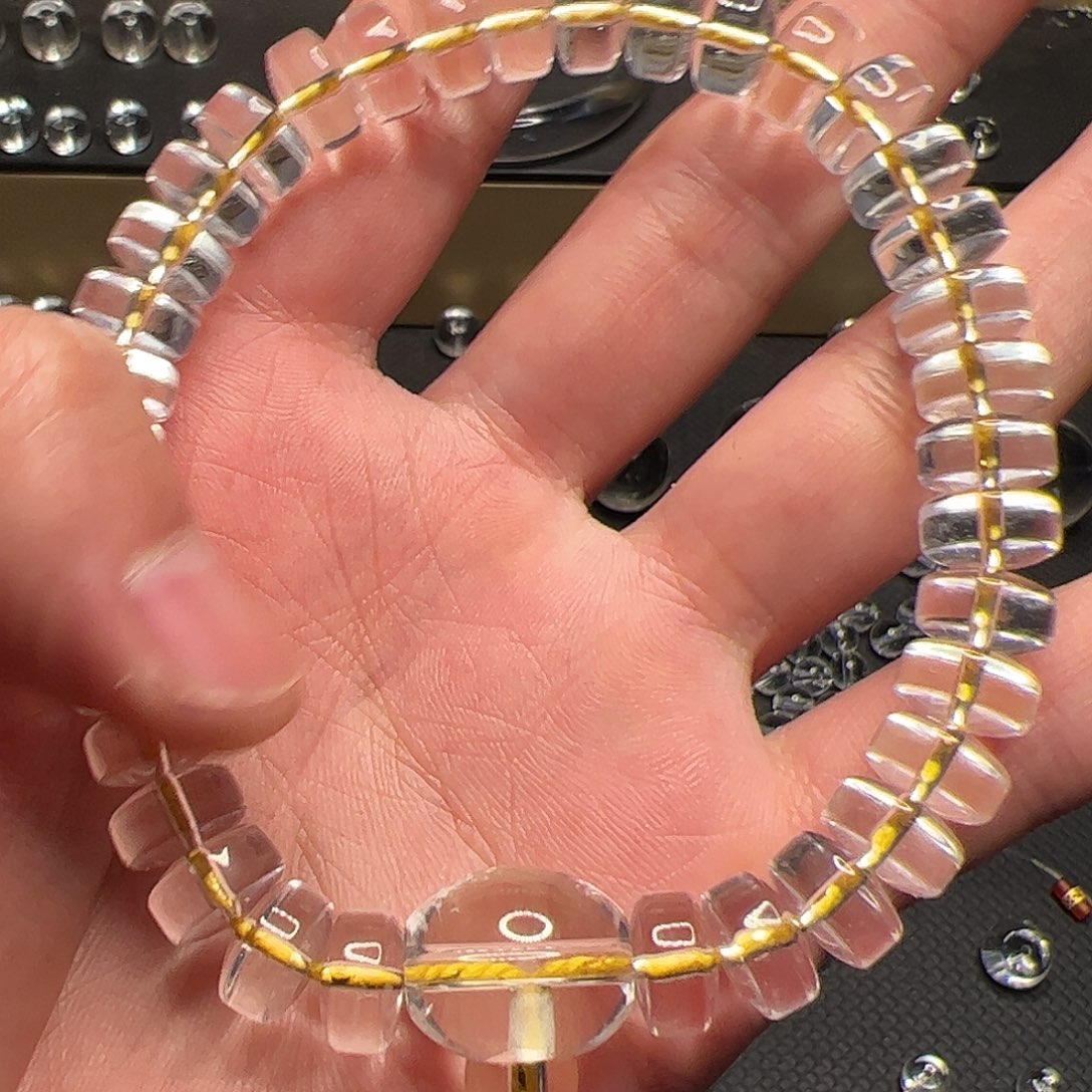鱼***水晶手串未镶嵌纯天然白水晶10mm药片36手持