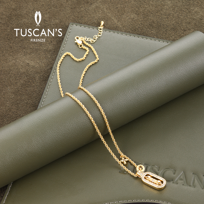 TUSCAN'S 铜合金项链 镀金轻奢气质镶钻小众金色时尚项链
