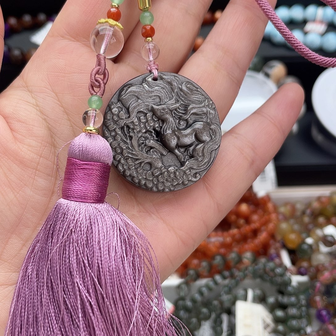 黑曜岩未镶嵌吊坠(不含链)