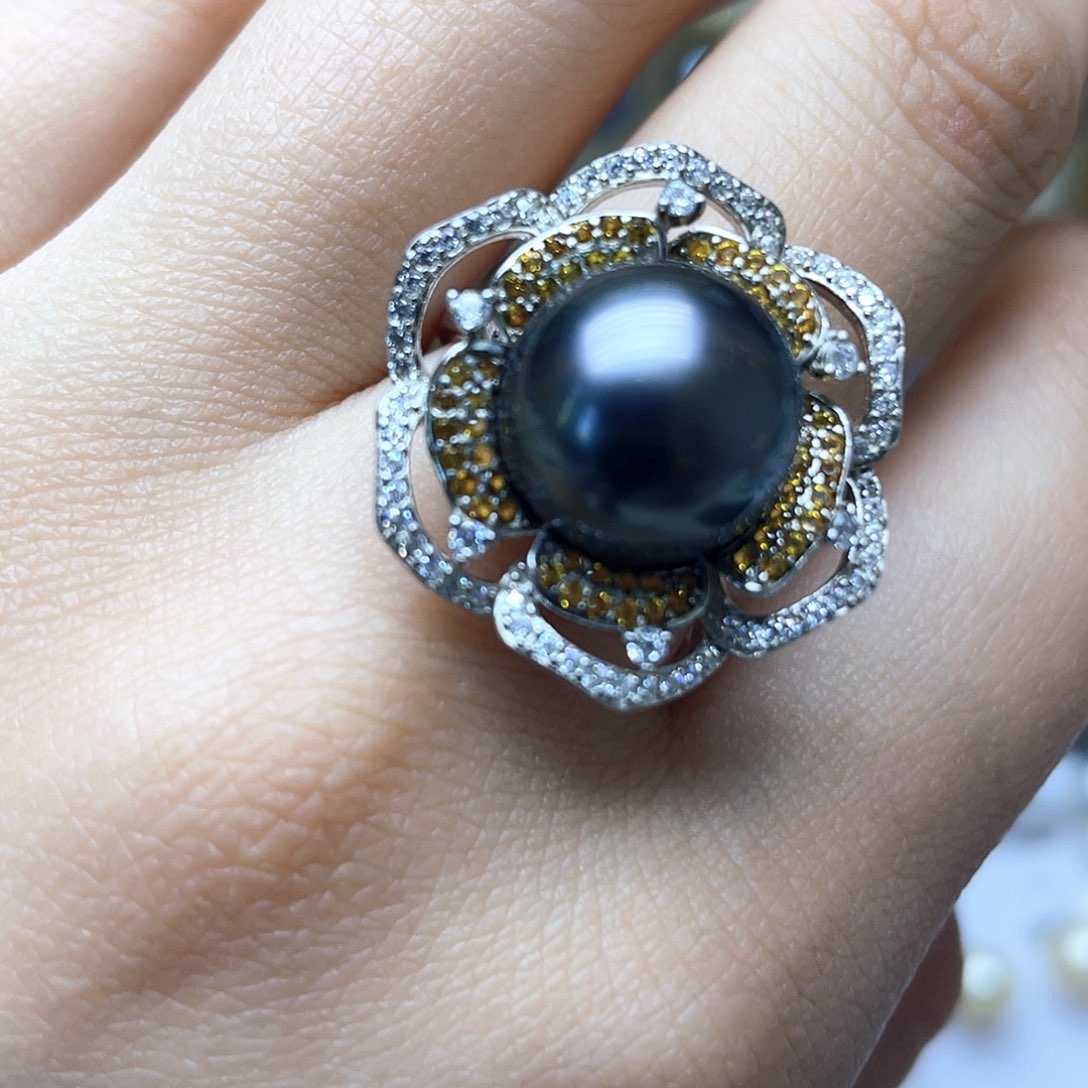 海水珍珠戒指银S925镶嵌