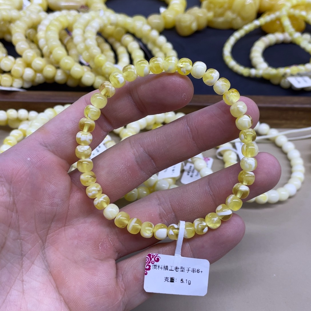 琥珀未镶嵌颈饰精工老型手串
