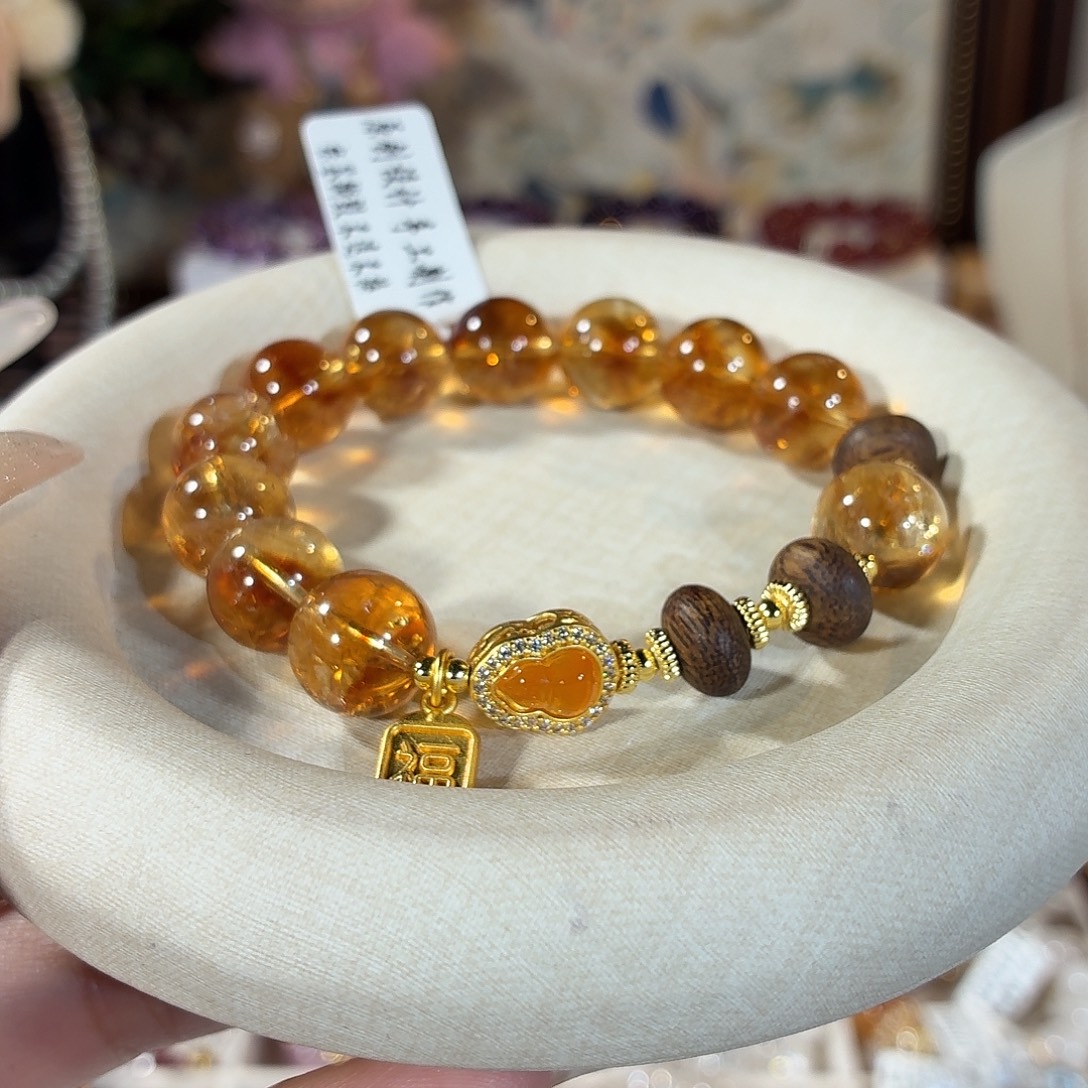 手链未镶嵌黄晶暴力黄黄塔晶设计款12+