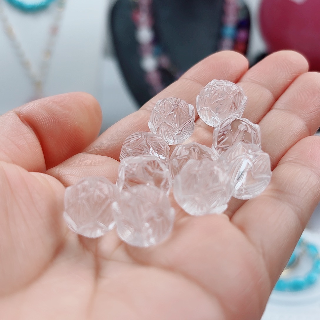 水晶手链未镶嵌白水晶莲花配珠多样性发一