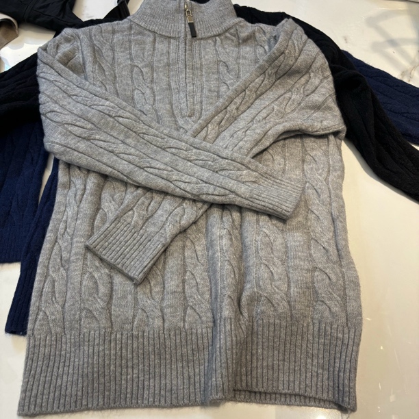 老钱风绞花半拉链半高领长袖刺绣针织衫复古松弛感百搭休闲上衣