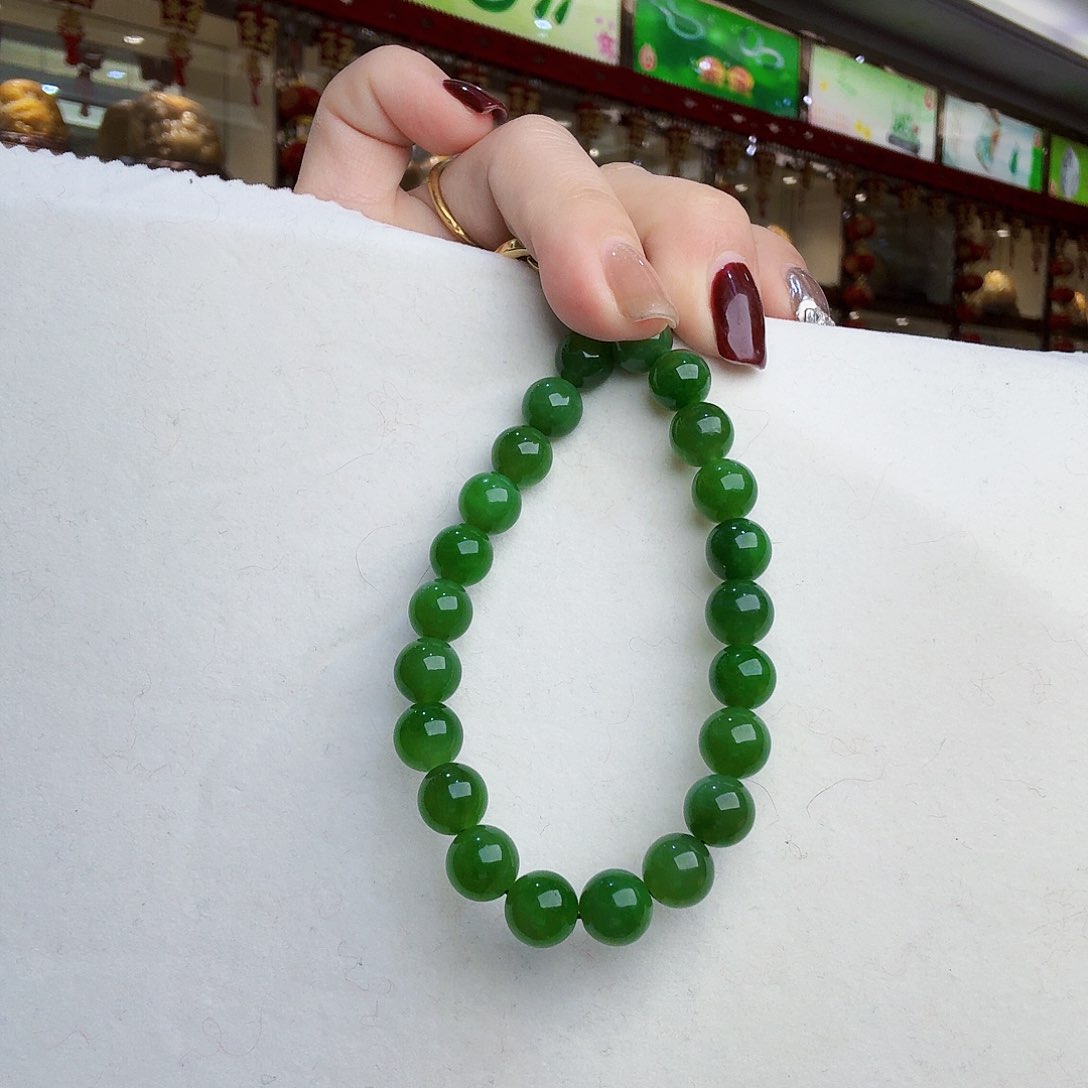 和田玉（碧玉）手链未镶嵌小****丽