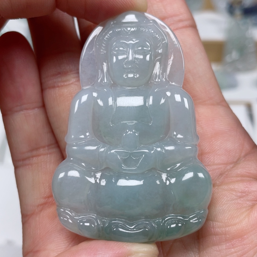 翡翠颈饰未镶嵌天然翡翠A货观音66号