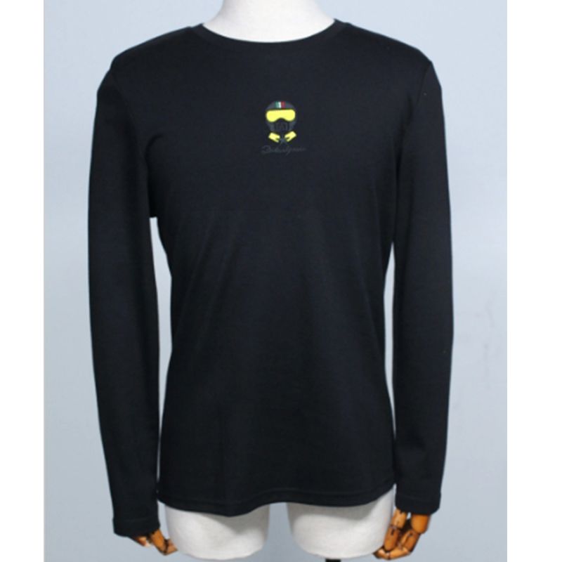 2025秋冬款刺绣圆领经典黑色打底时尚卫衣透气长袖t恤男 WY9816