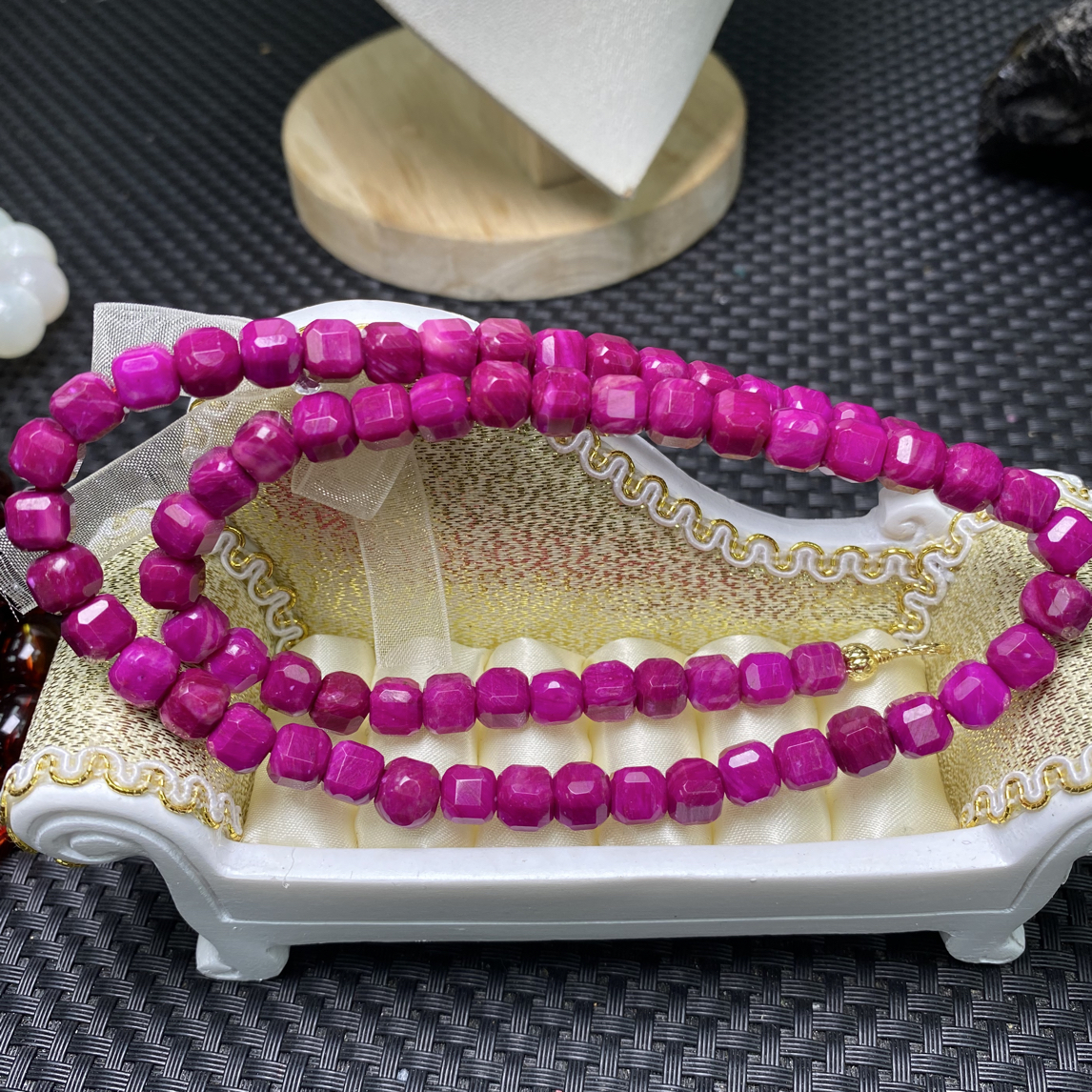 7mm樱花粉方糖精美项链-816