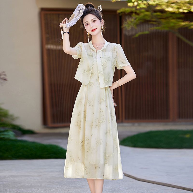 新中式国风连衣裙夏季套装女装新款高级时尚气质两件套裙子