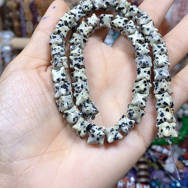 玛瑙/玉髓未镶嵌珠宝半成品天然斑点六芒星卡7mm