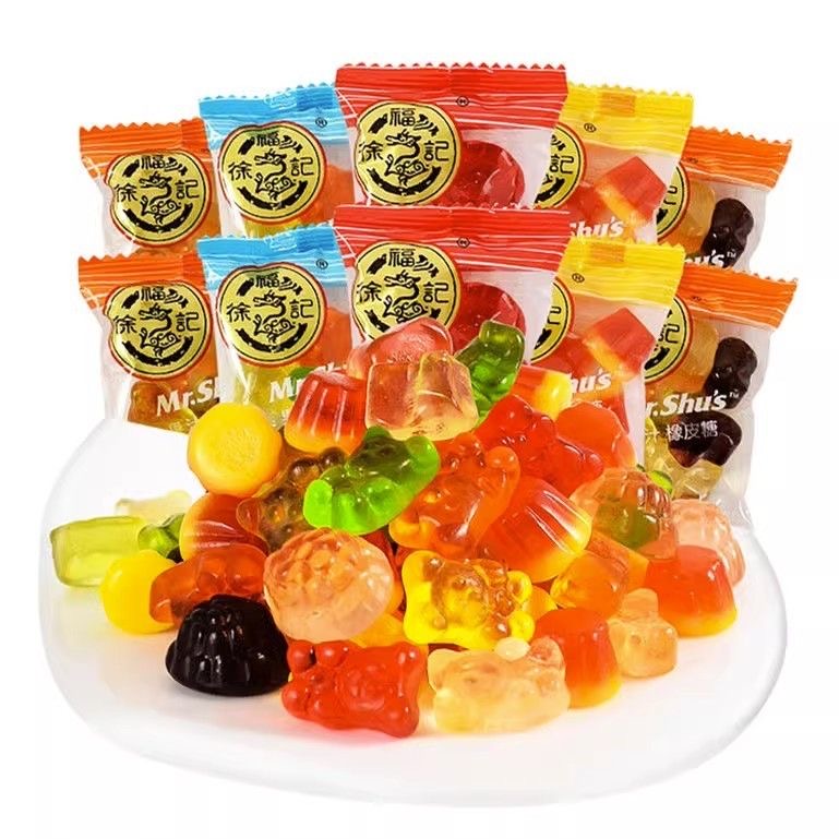 徐福记果汁橡皮糖500g软糖qq糖休闲独立小包装零食节庆过年糖果