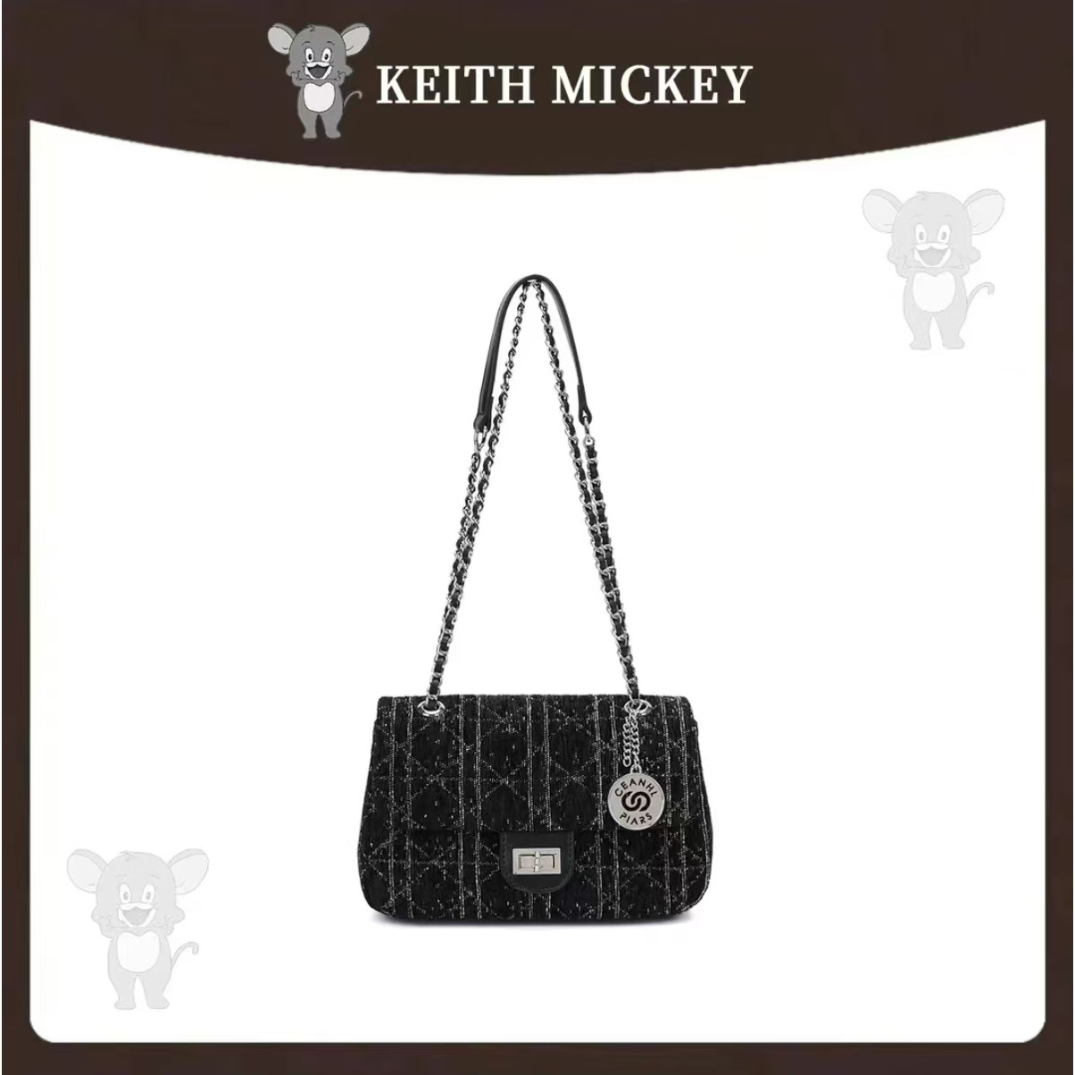 KEITH MICKEY/秋冬潮流百搭单肩斜挎包KM8006黑色