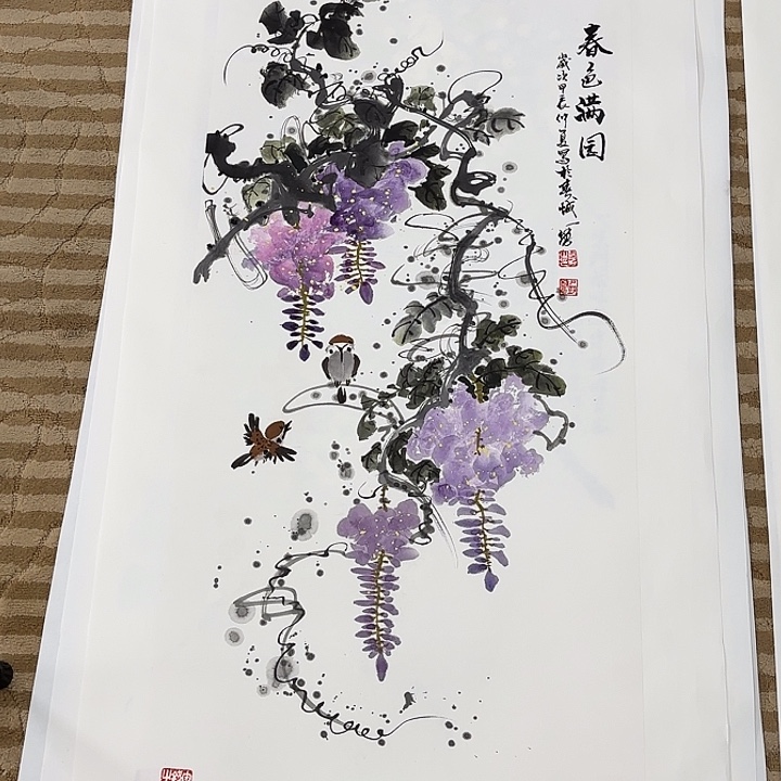 国画花鸟的翅膀是白色和100.50