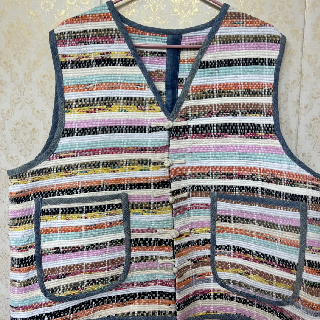 民族风服饰裂织布马甲国风马甲春秋冬上衣马夹