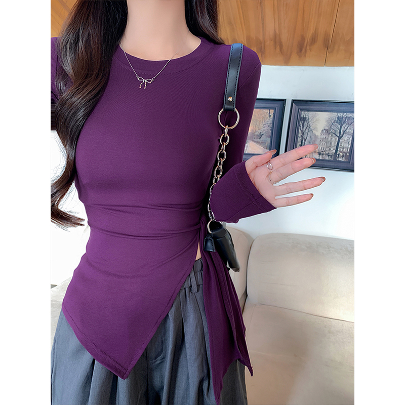 Moses Queen/魔西女王辣妹打底绑带掐腰显瘦设计春长袖女圆领打底