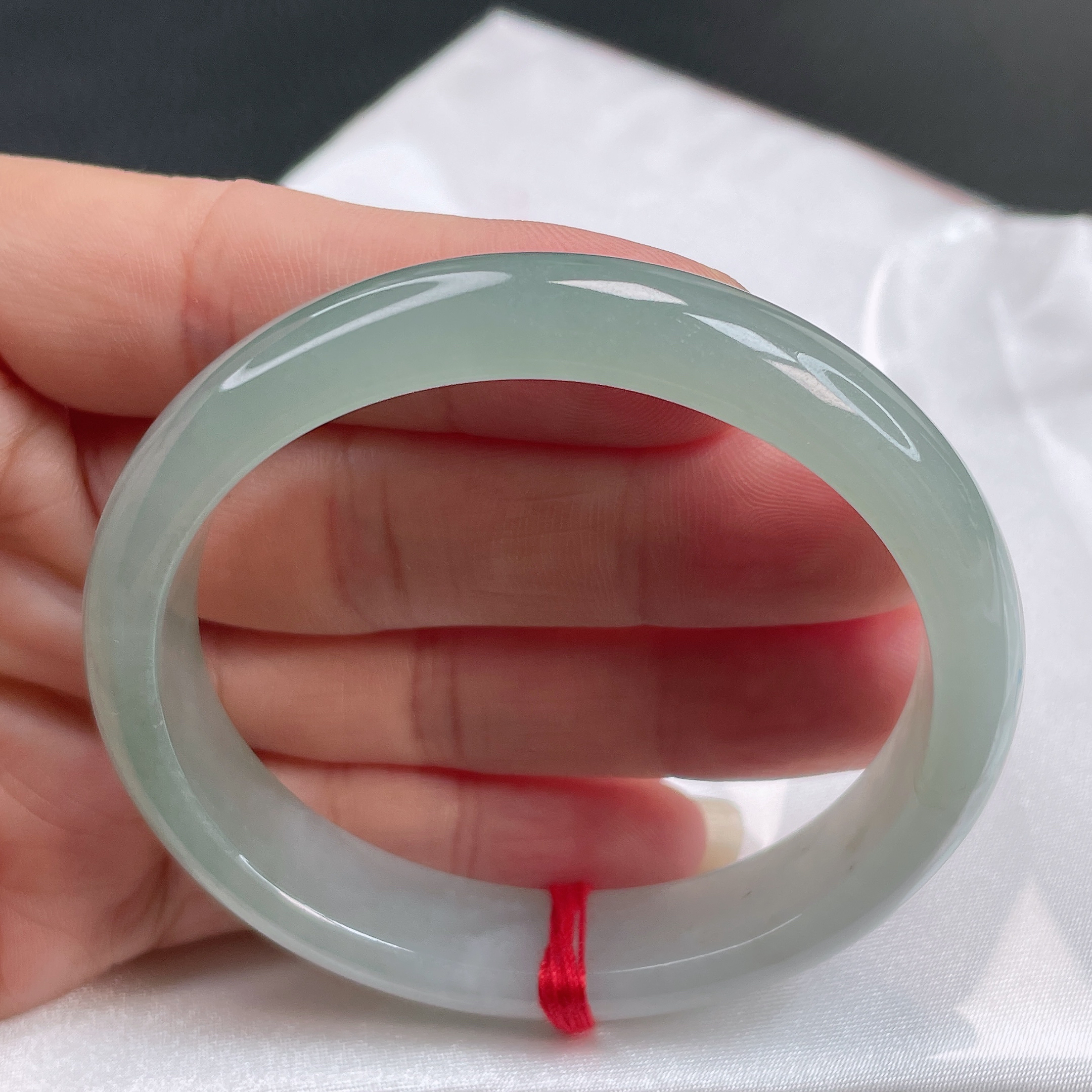 1809缅甸天然A货翡翠手镯54圈冰晴蓝贵妃手镯时尚百搭少女款冰透