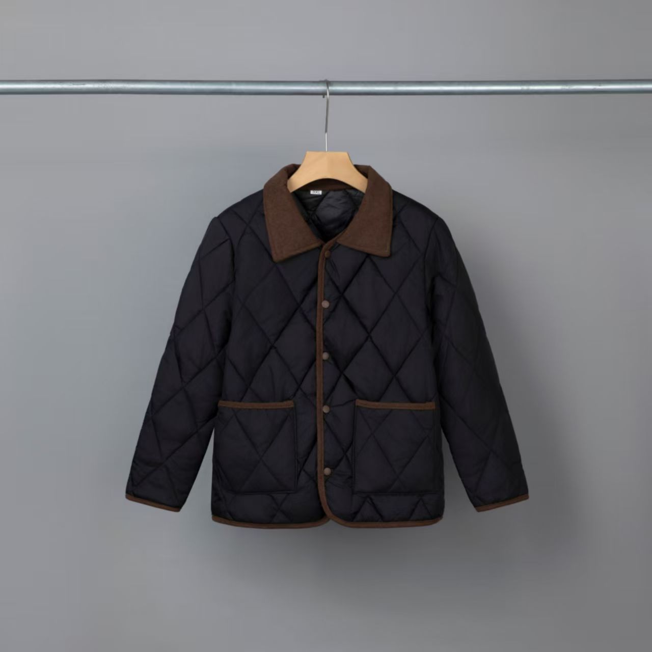 小香风菱格翻领冬季棉服款定格上衣外套轻薄棉衣2502