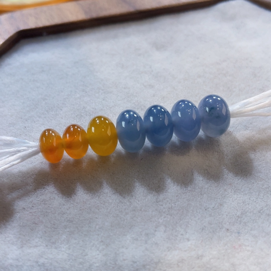 翡翠手链未镶嵌卡8蓝莓色卡6冰黄翡（单颗价）