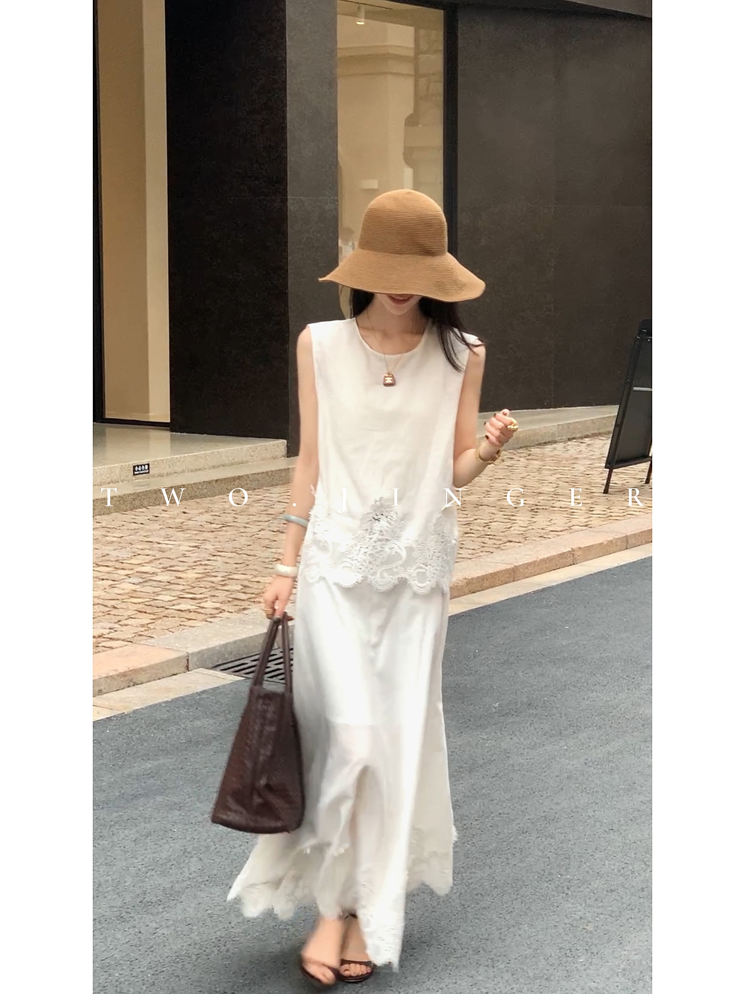 二静子 极简约静奢（香榭丽舍）高级感拉满的水溶绣花套装CX91919 