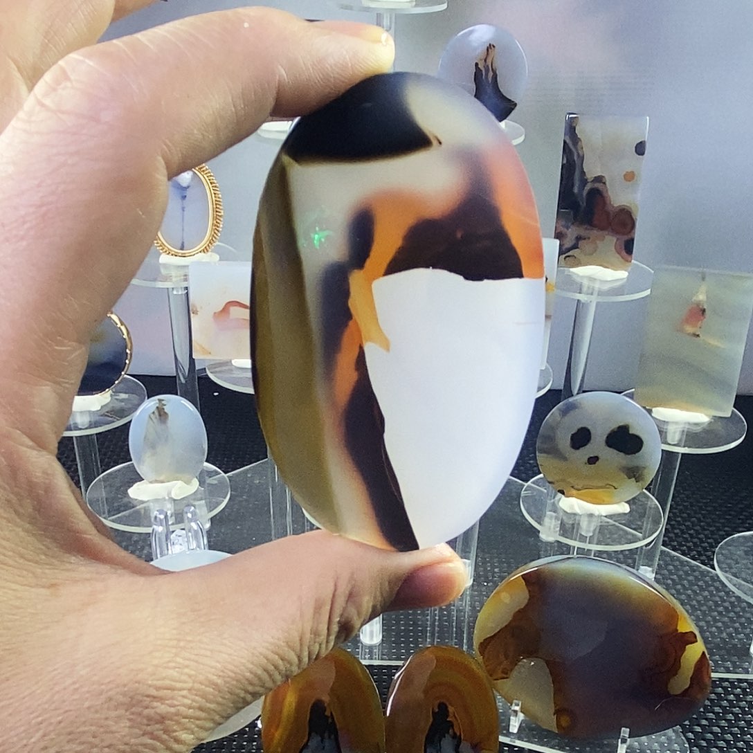 合成碳硅石非金属时尚图纹画面石饰品