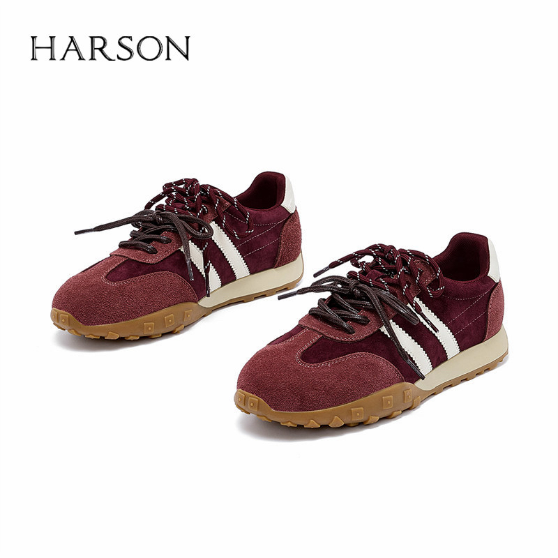 Harson/哈森嘻哈风鞋深口英伦潮流胶粘系带休闲鞋厚底时尚休闲鞋