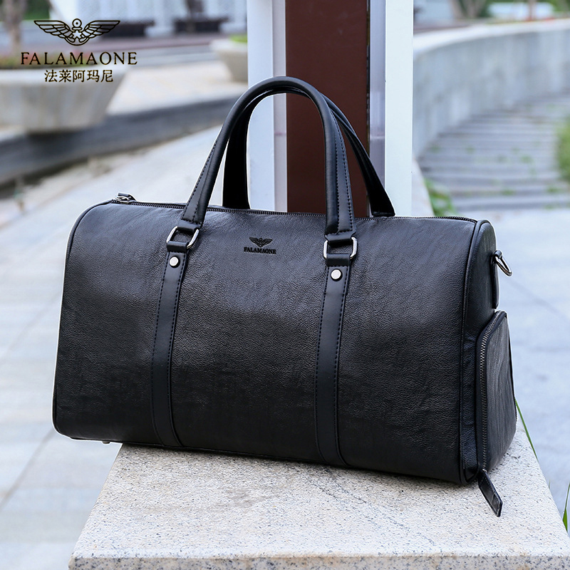 法莱阿玛尼新款男包手提包单肩斜挎包男士旅行包潮流多功能软皮包