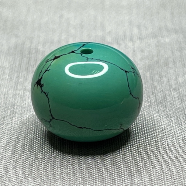 原矿绿松石老型配饰珠，尺寸16x12.8mm重5克