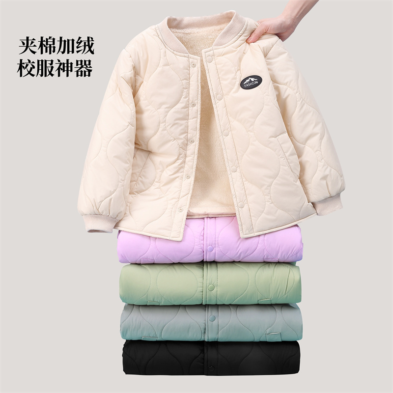 儿童棉服学生校服神器棉内胆男女童加绒棉服中大童棉袄外套秋冬季