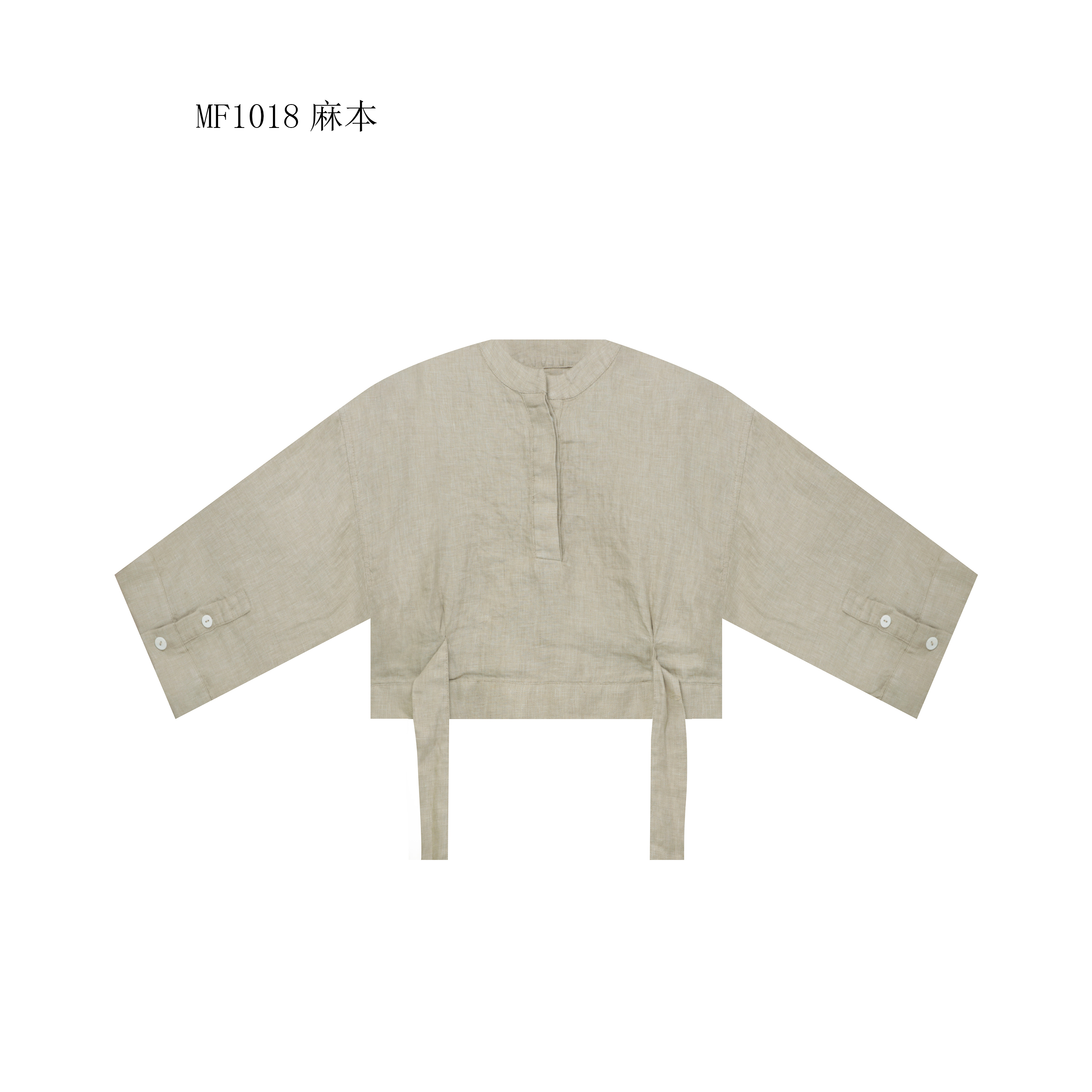 【麻訪家】MF1018麻本复古文艺宽松绑带百搭上衣