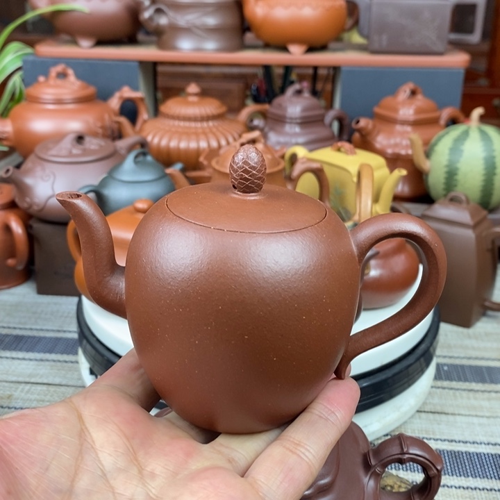 紫砂茶壶全手工美人肩220CC原矿宝山红降坡泥