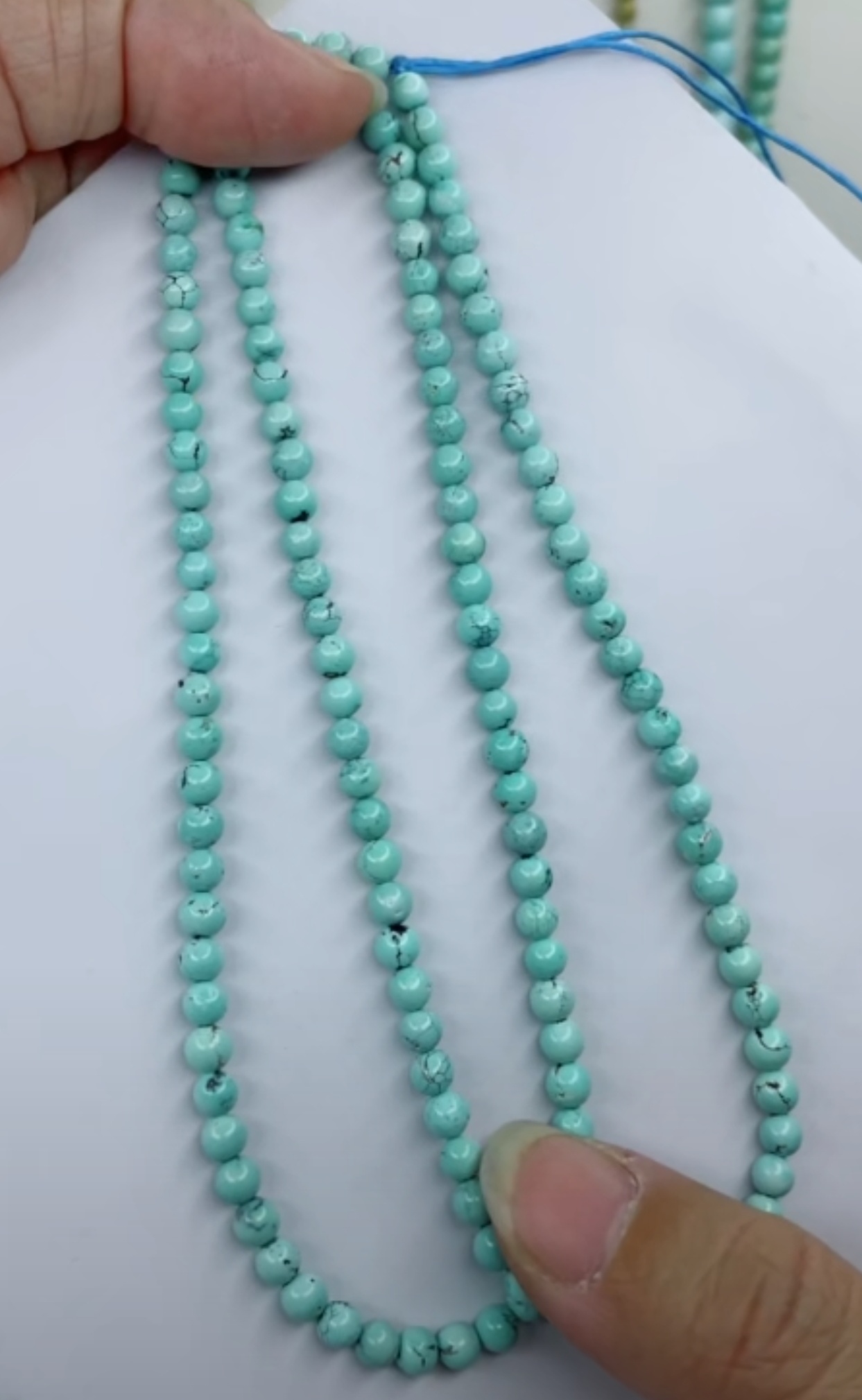 天然原矿绿松石米珠链卡4.8