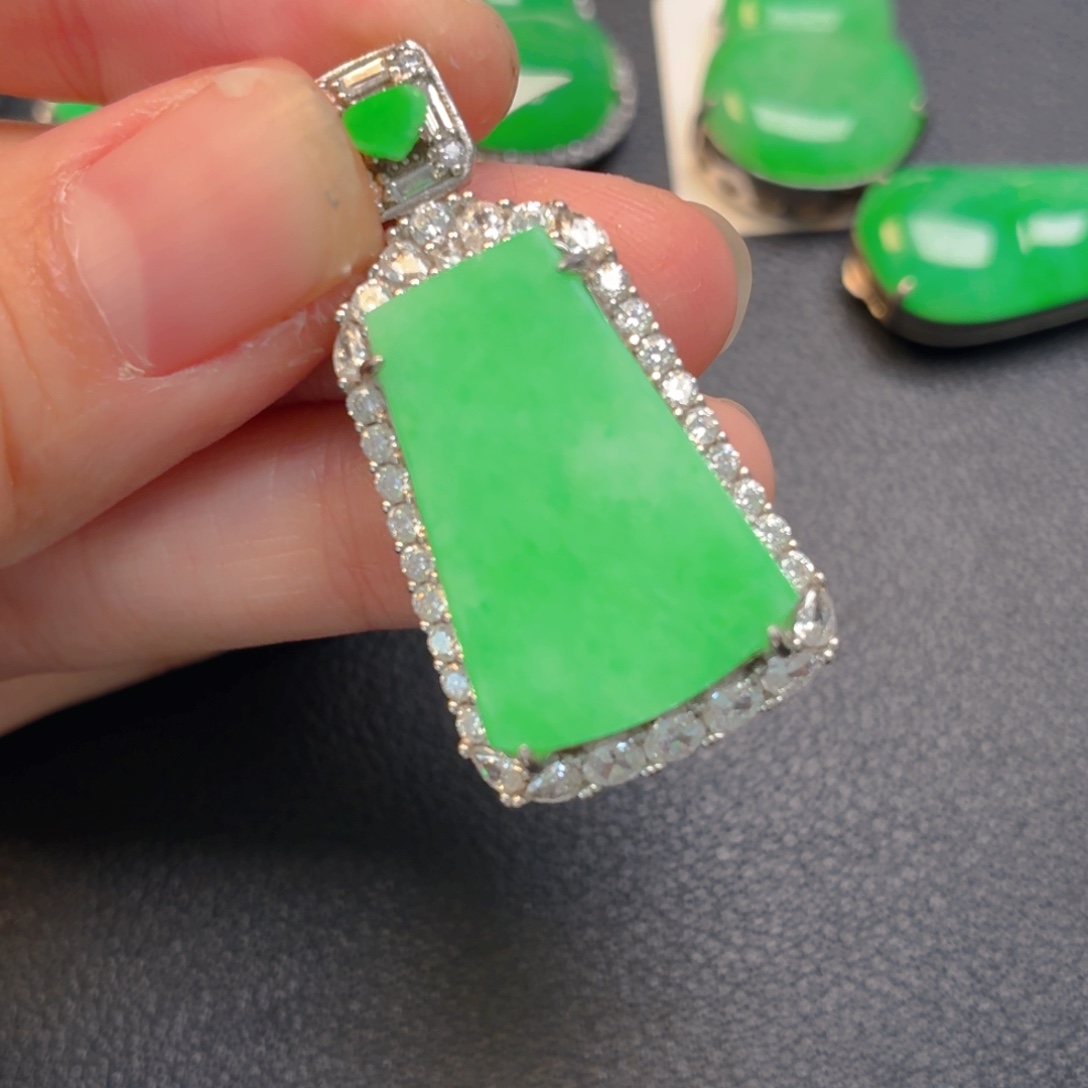 翡翠银S925镶嵌吊坠(不含链)