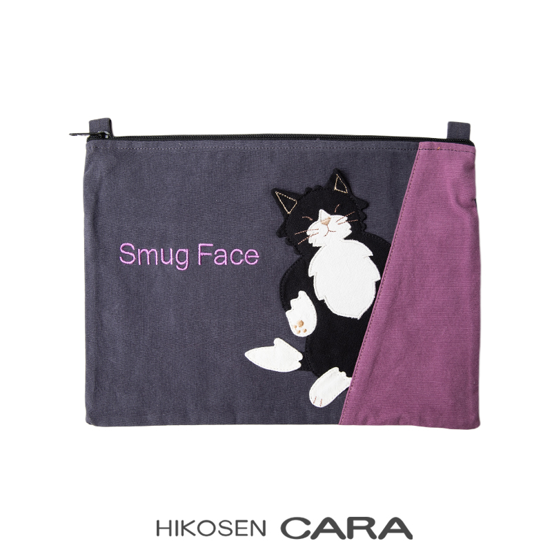 HIKOSEN CARA卡拉猫酷罗手拿包日系可爱收纳袋女轻薄帆布小布包