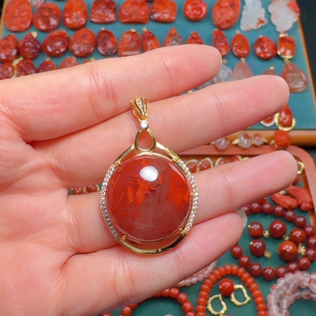 南红玛瑙南红银S925镶嵌