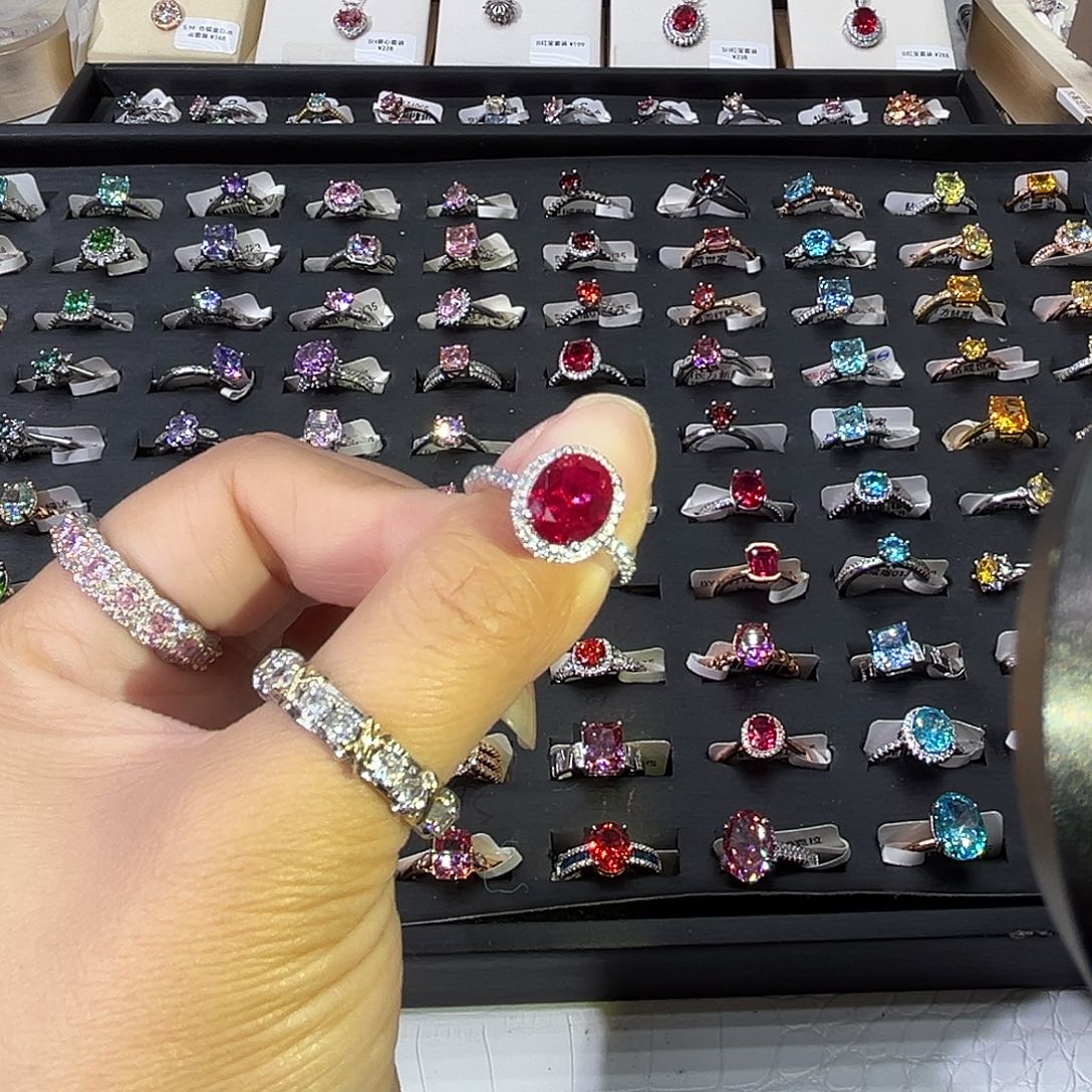 莫桑石非金属SH微镶鸽子蛋红宝三卡-19