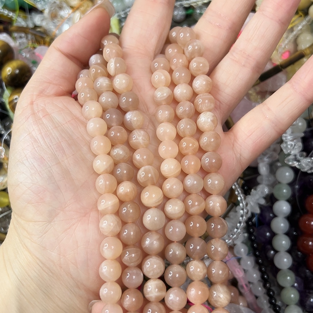 玛瑙/玉髓未镶嵌珠宝半成品，卡8太阳石一条