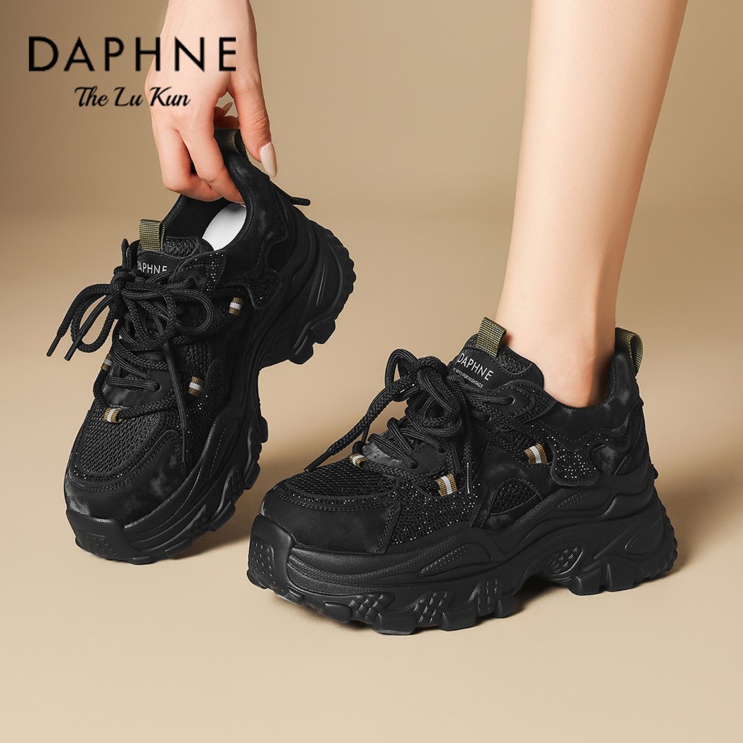 达芙妮2025新款老爹鞋女鞋厚底显脚小众设计感水钻增高休闲运动鞋商品图