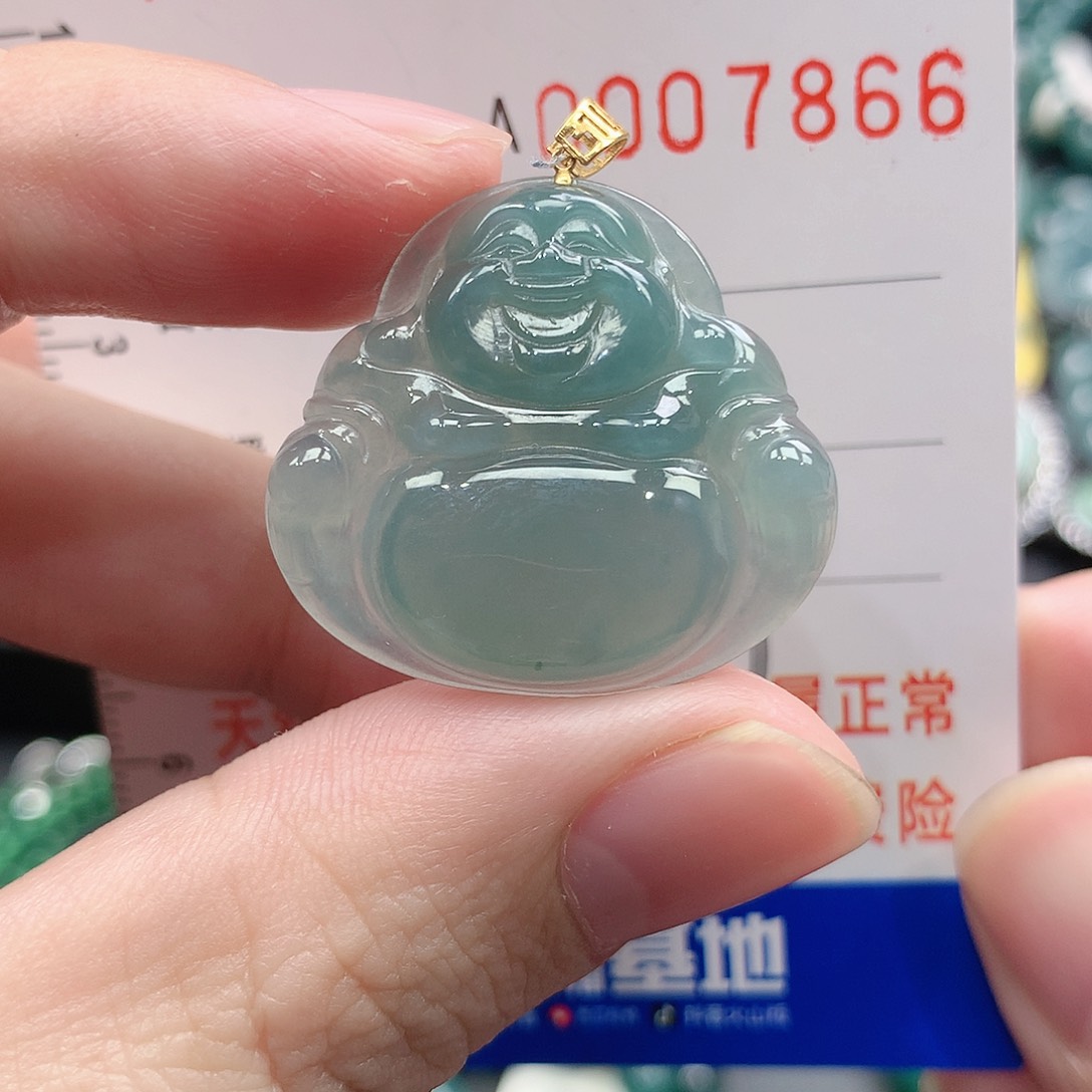 翡翠吊坠(不含链)18K金镶嵌