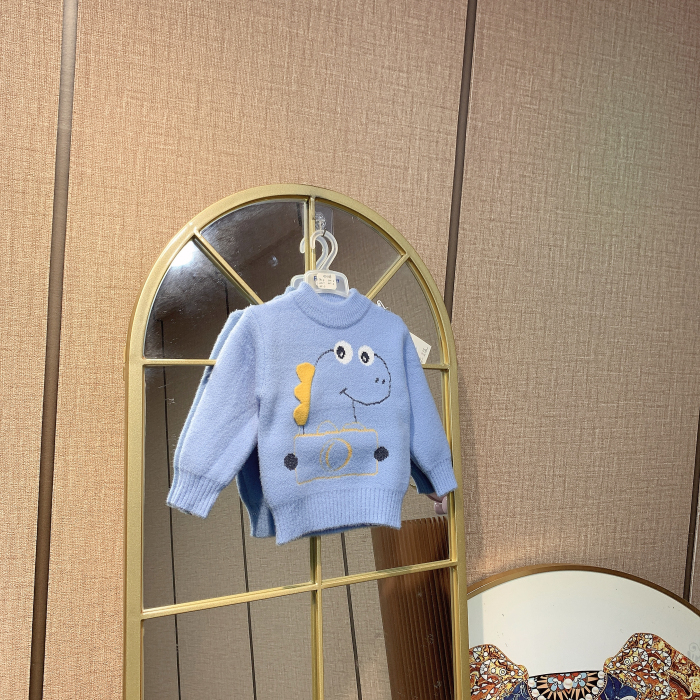 AD666    宝宝蓝色拼接套头厚毛衣   冬款