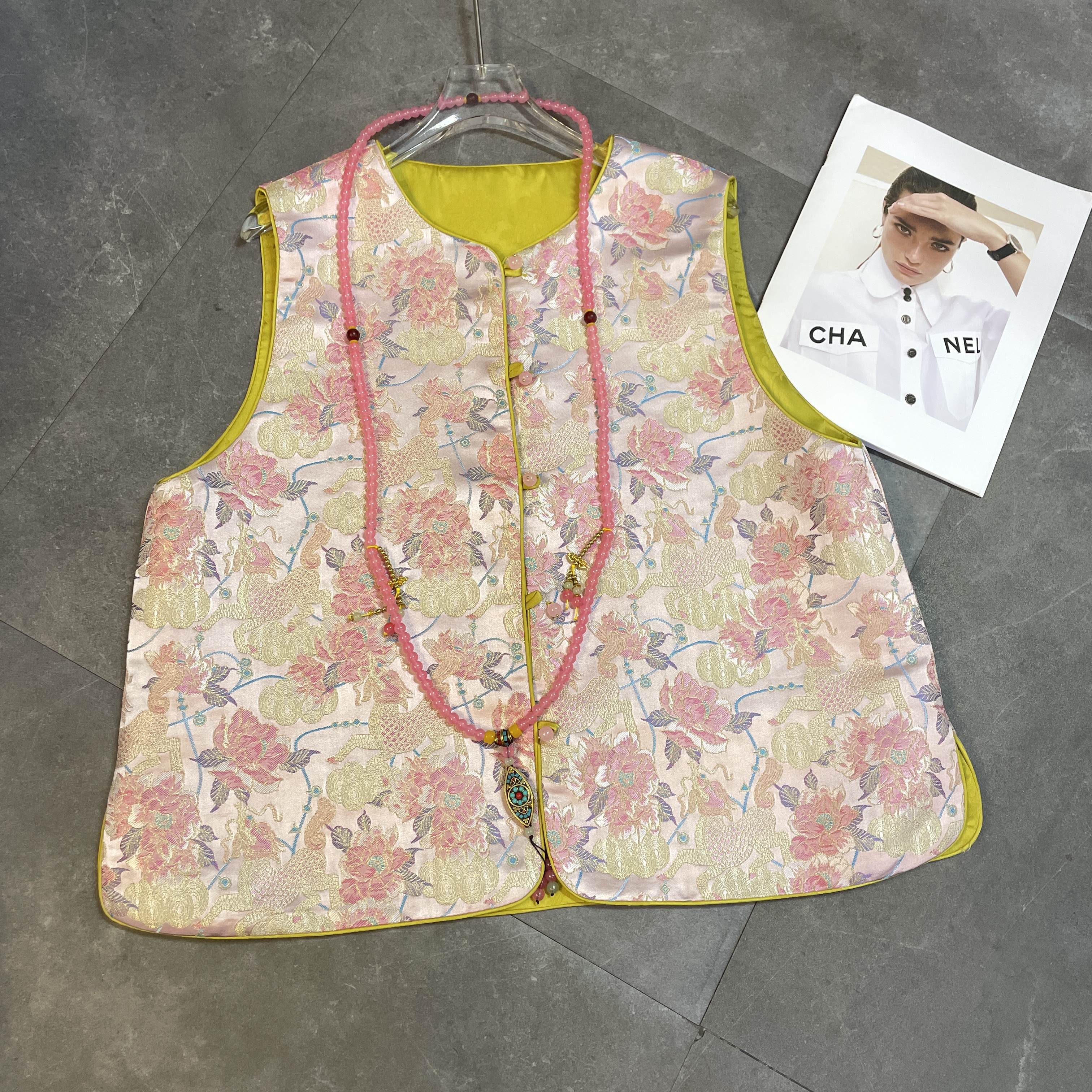 【双面】新中式国风刺绣绣花马夹早春新款时尚轻奢提花马甲9127