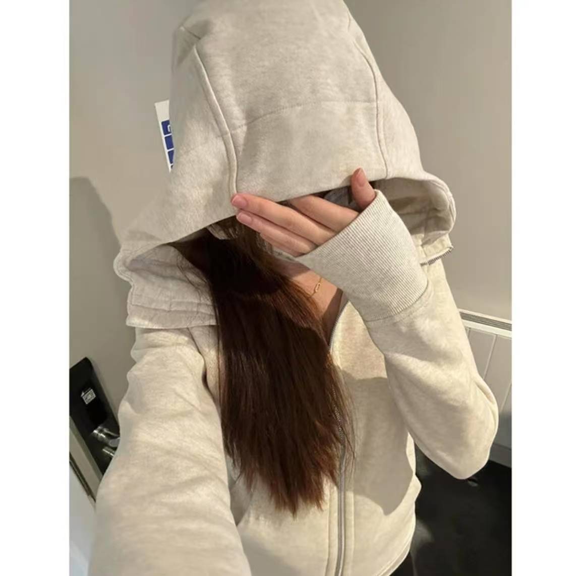 时尚修身运动连帽卫衣外套