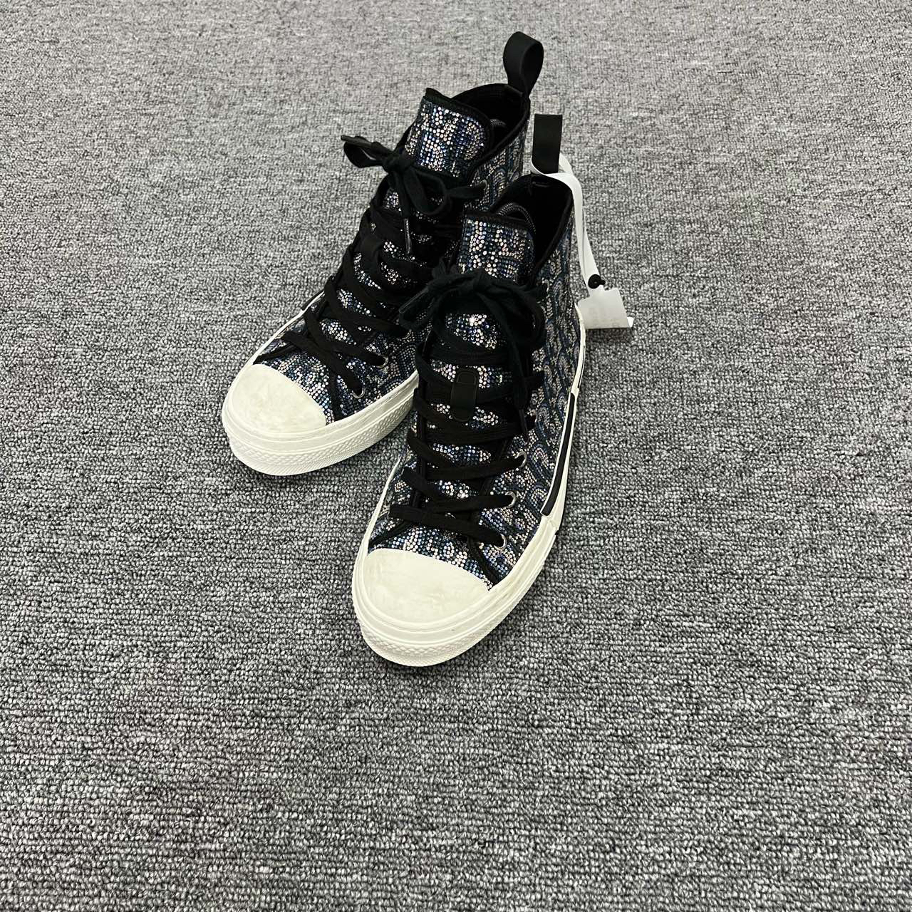 95新 DIOR/迪奥 水钻老花高帮板鞋 40码/95新/无配件