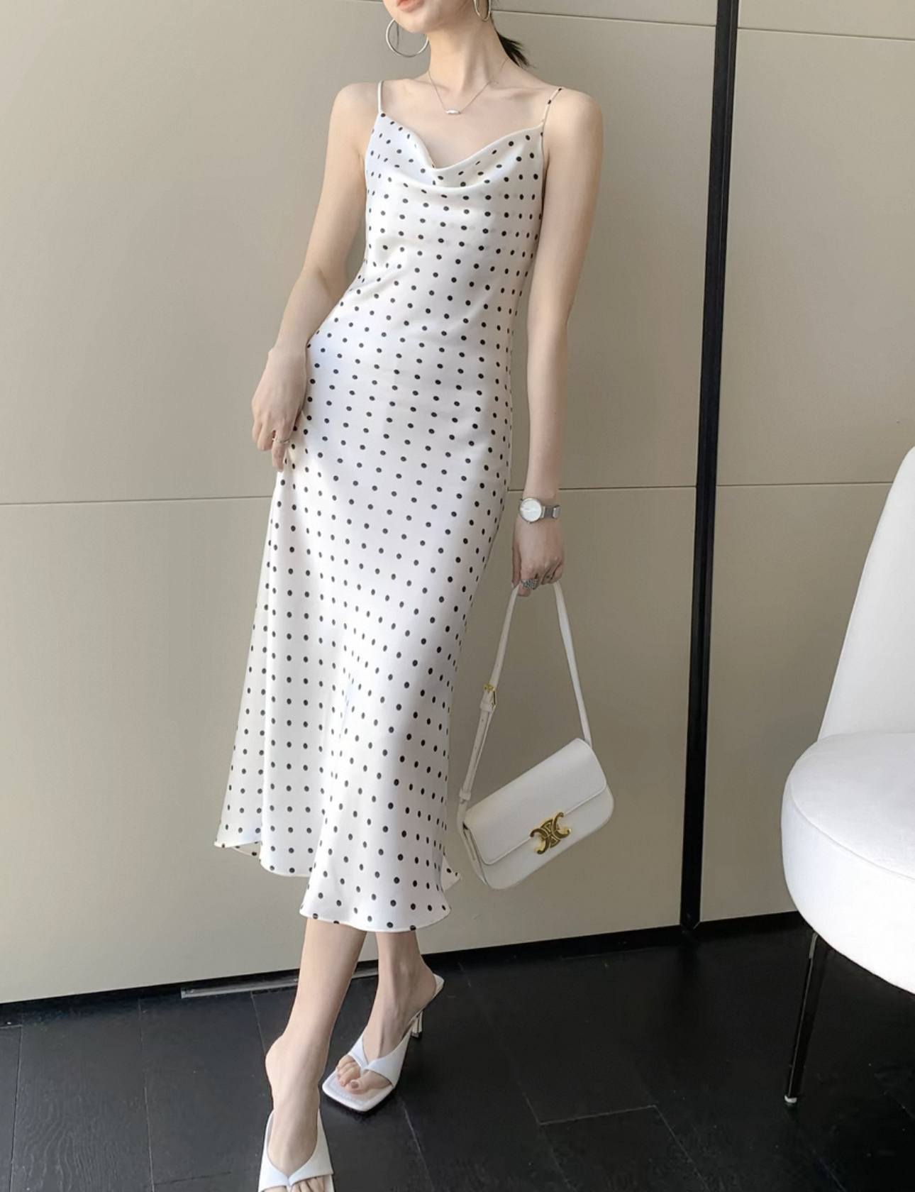 【李姑娘专属】9321夏季新款醋酸波点吊带连衣裙