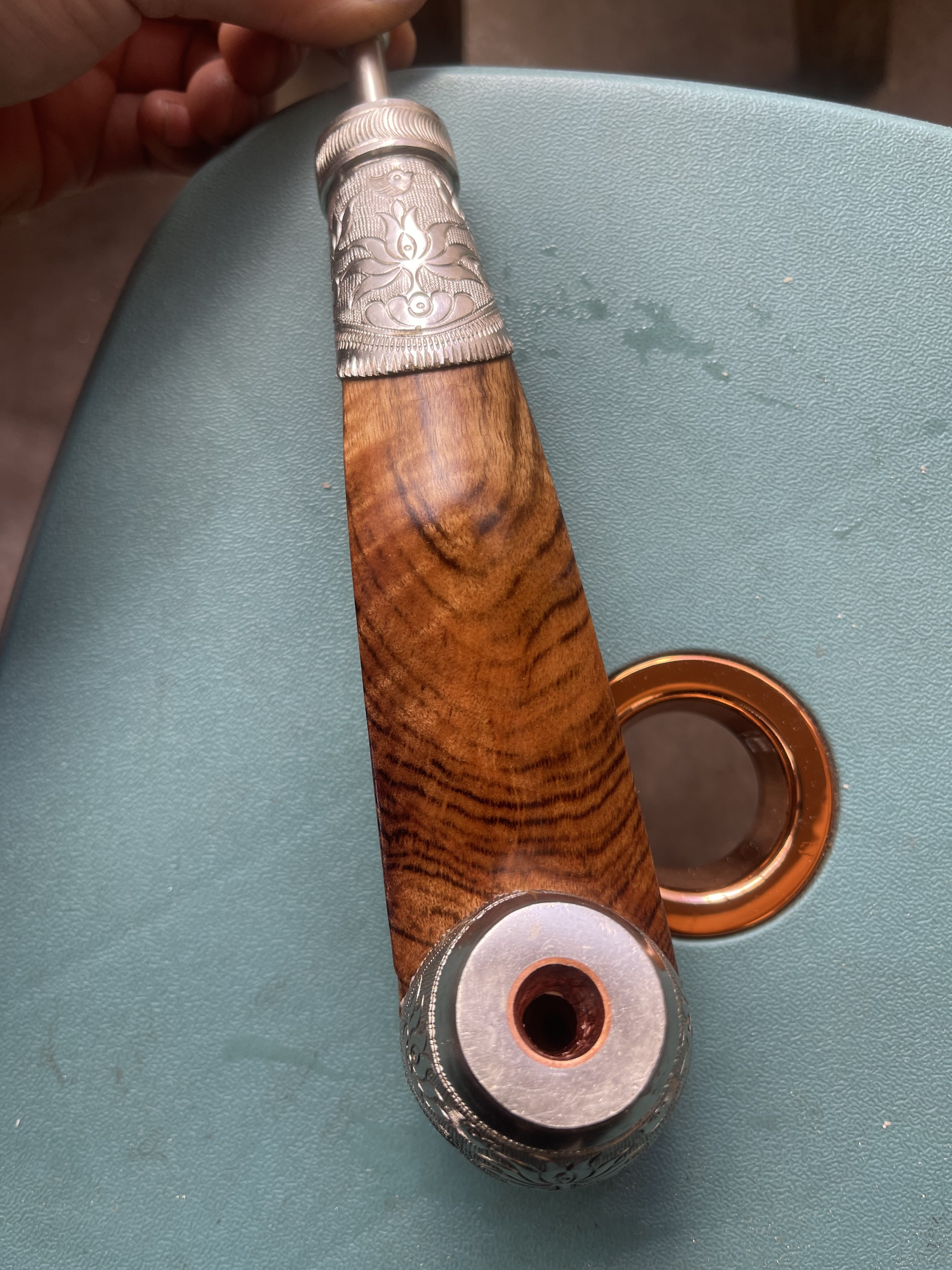 纯手工制作烟杆，大巴斗，纸烟皮烟两用，长度20公分