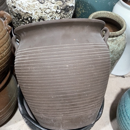 紫砂花盆口28高度30黑陶