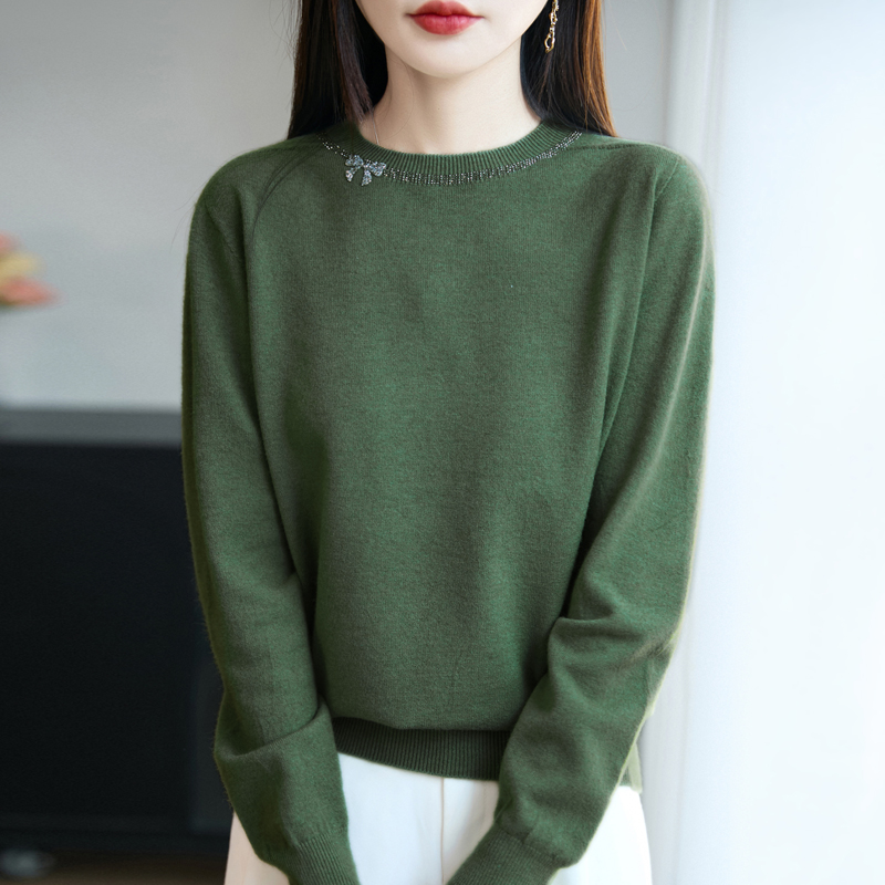 圆领针织女套头款韩系风毛针织衫显瘦秋冬长袖宽松毛衣